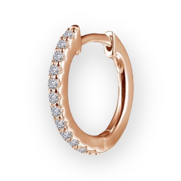 new Lassaire ❤︎ Simulated Diamond Pave Huggies Hoop Earrings ❤︎ Rose Gold Plated - Picture 15 of 16